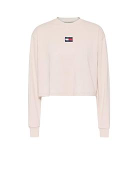 Camiseta Tommy Jeans Badge Center Ls Beige Mujer