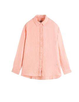 Camisa Scotch & Soda Natural Linen Rosa Mujer