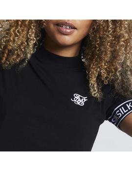 Camiseta SikSilk Panel Tape Negro Mujer