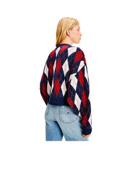 Chaqueta Tommy Jeans Cropped Rombos Marino Mujer