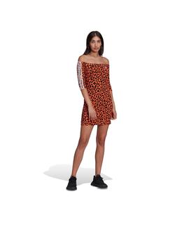 Vestido Adidas Animal Print Naranja Mujer