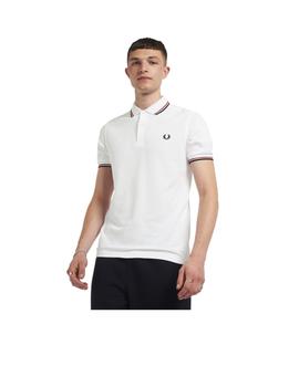 Polo Fred Perry Twin Tipped Blanco Hombre