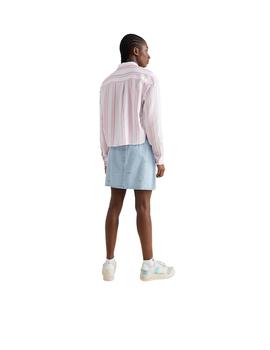 Camisa Tommy Jeans Front Tie Stripe Rosa Mujer