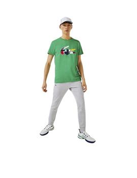 Camiseta Lacoste Cocodrilo Estampado Verde Hombre