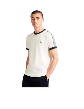 Camiseta Fred Perry Taped Ringer Blanco Hombre