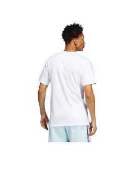 Camiseta Adidas Blocked 3 Stripes Blanca Hombre