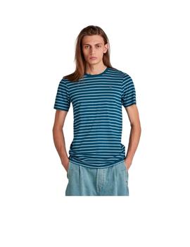 Camiseta G-Star Stripe Slim Azul Hombre