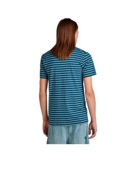 Camiseta G-Star Stripe Slim Azul Hombre