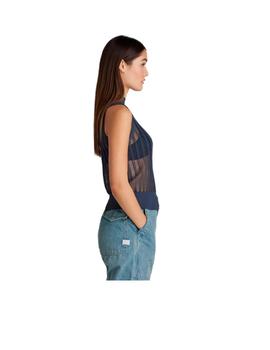 Top G-Star Pointelle Mock Azul Mujer