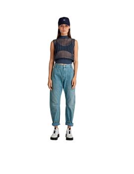 Top G-Star Pointelle Mock Azul Mujer