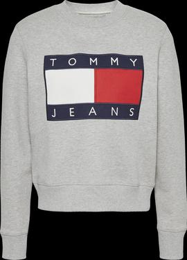 Sudadera Tommy Flag Gris Mujer