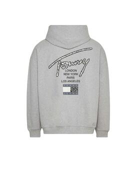 Sudadera Tommy Jeans Logos Gris Hombre