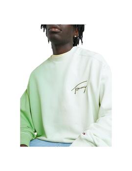Sudadera Tommy Jeans Boxy Dip Dye Signature Verde Hombre