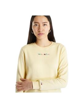 Sudadera Tommy Jeans Reg Color Serif Linear Amarillo Mujer