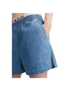Bermuda Tommy Jeans Chambray Azul Mujer