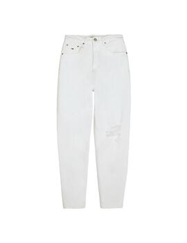 Pantalón Tommy Jeans Tapered Blanco Mujer