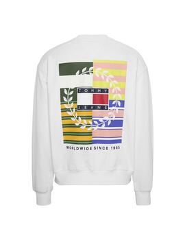 Sudadera Tommy Jeans Boxy Luxe Graphic Blanco Hombre