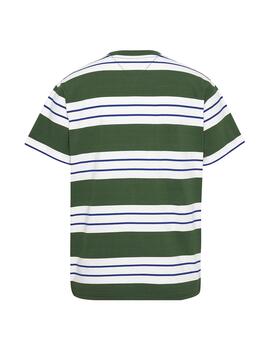 Camiseta Tommy Jeans Relax Bold Stripe Verde Hombre