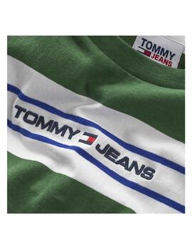 Camiseta Tommy Jeans Relax Bold Stripe Verde Hombre