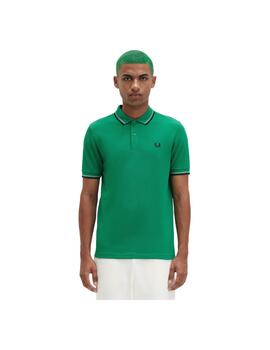 Polo Fred Perry Twin Tipped Verde Hombre
