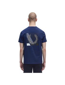 Camiseta Fred Perry Glitched Laurel Wreath Marino Hombre