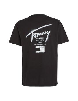 Camiseta Tommy Jeans Classic Spray Signature Negro Hombre