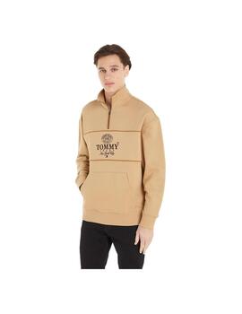 Sudadera Tommy Jeans Relax Luxe Athletic Zip Beige Hombre