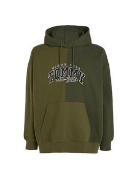 Sudadera Tommy Jeans Relax Varsity Two-Tone Verde Hombre