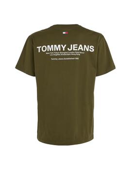 Camiseta Tommy Jeans Classic Linear Back Print Verde Hombre