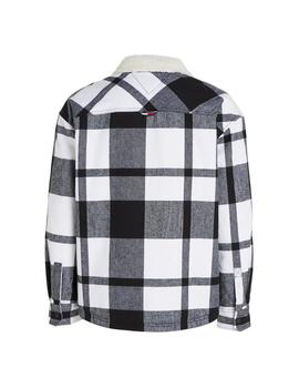 Sobrecamisa Tommy Jeans Check Sherpa Lined Negro Hombre