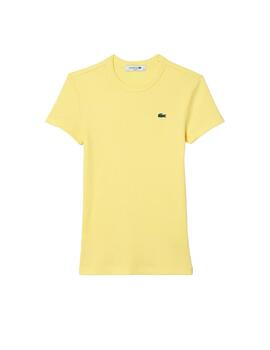 Camiseta Lacoste Slim Fit Amarilla Mujer