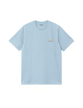 Camiseta Carhartt S/S American Script Azul Hombre