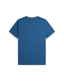 Camiseta Fred Perry Con Ribete Azul Hombre