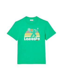 Camiseta Lacoste Estampado de Tenis Verde Hombre