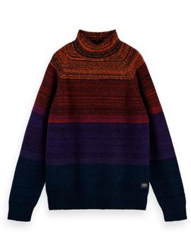 Wool-blend gradient pull with high collar