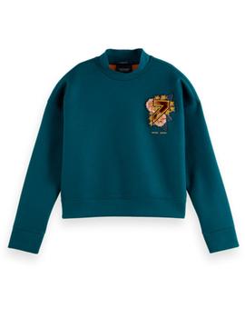 Crewneck sweat in clean quality with embellished b