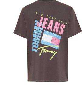 Camiseta Tommy Jeans Relaxed Miami Negro Mujer